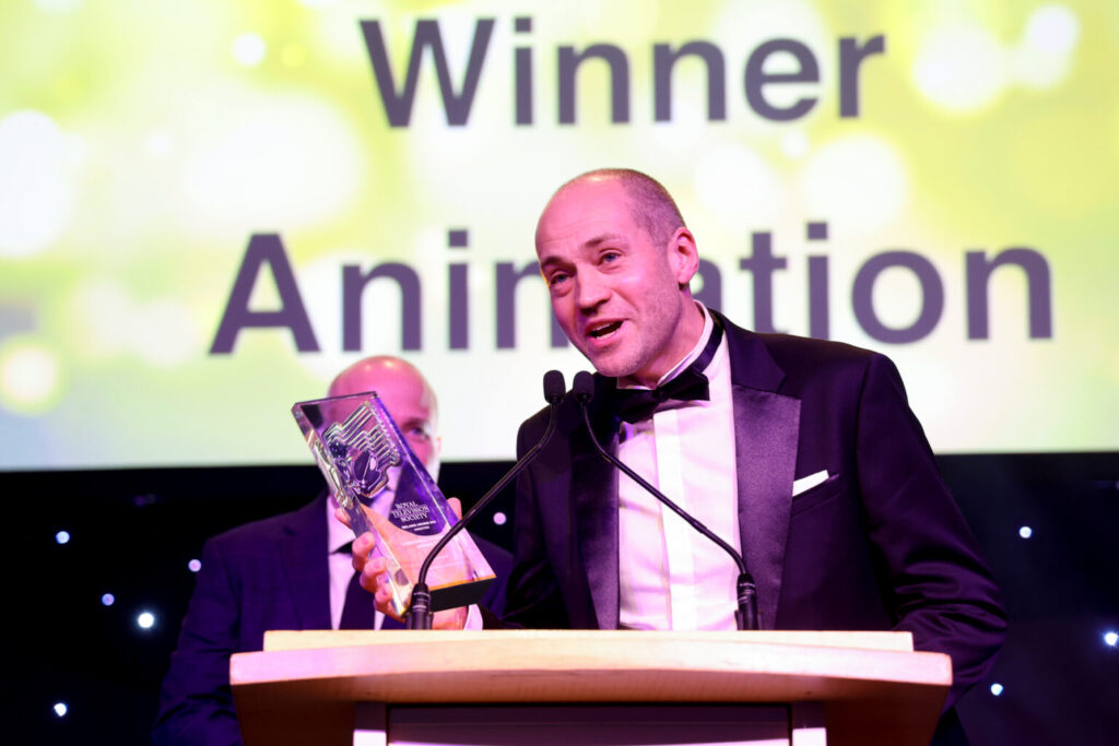 Scott Barnett accepting RTS Award for Best Animation