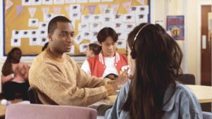 the perfume shop valentine's day girl looking at smiling boy in classroom