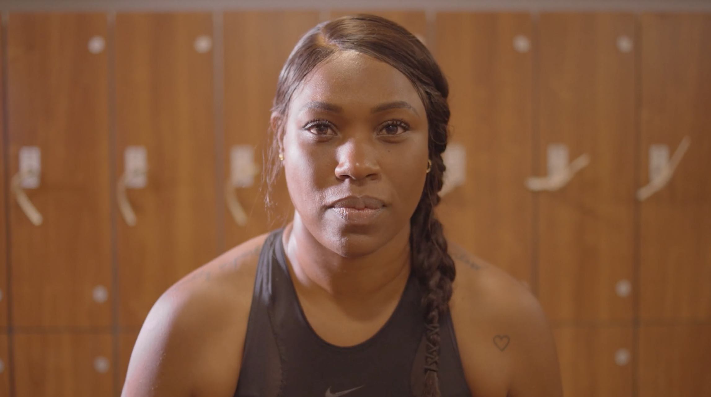 Female athlete in locker room