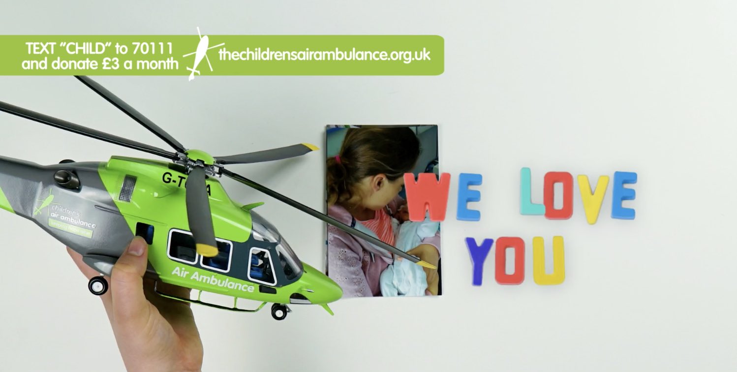 Children's air ambulance. We love you fridge magnets. Picture of sick baby.