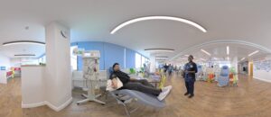 360 healthcare video of patient in plasma donation centre