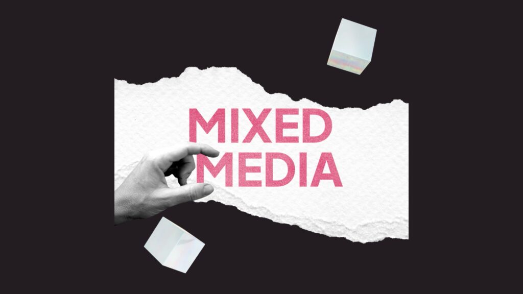 Mixed Media Animation Styles - text held by hand with collage affect