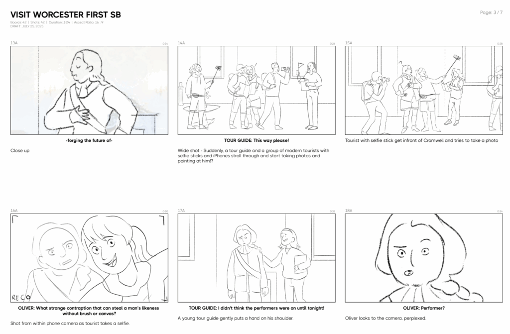 Storyboard from Historic Worcestershire shoot