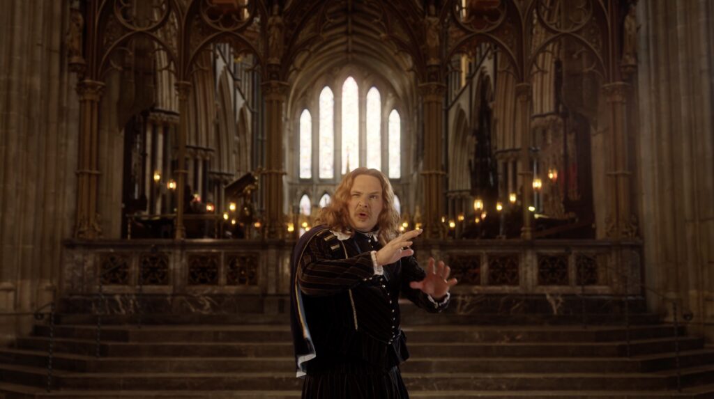 Oliver Cromwell lookalike in Worcester Cathedral in Historic Worcestershire
