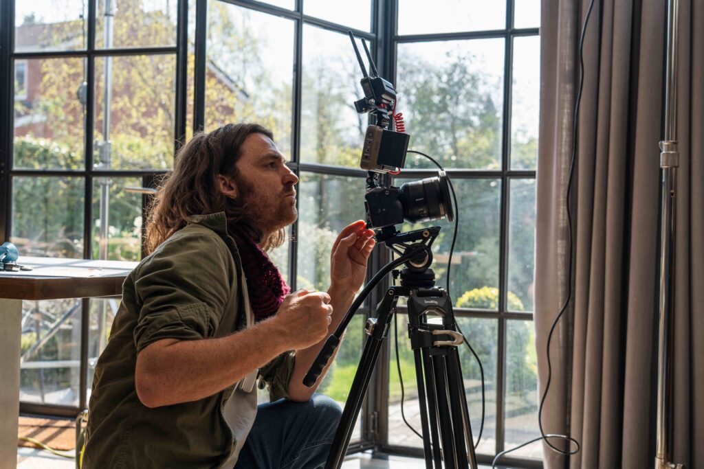 DOP looking at camera during filming of Luceco TV ad.