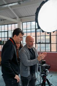 Spark Media Director and DOP looking at the scene discussing shots.