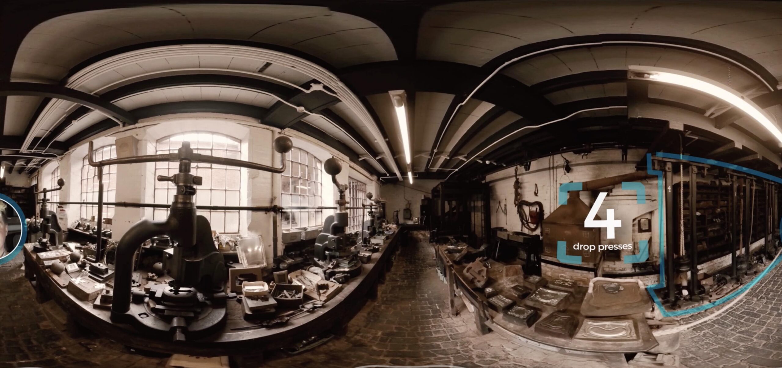 360 shot of Coffin works manufacturing factory in Birmingham