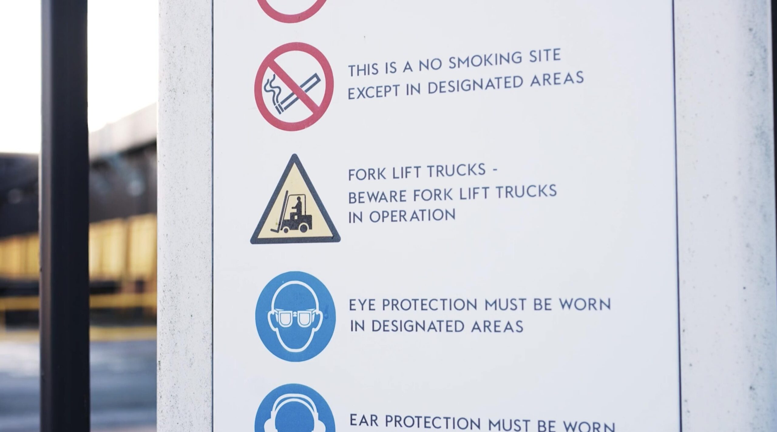 Safety notice outside a manufacturing facility