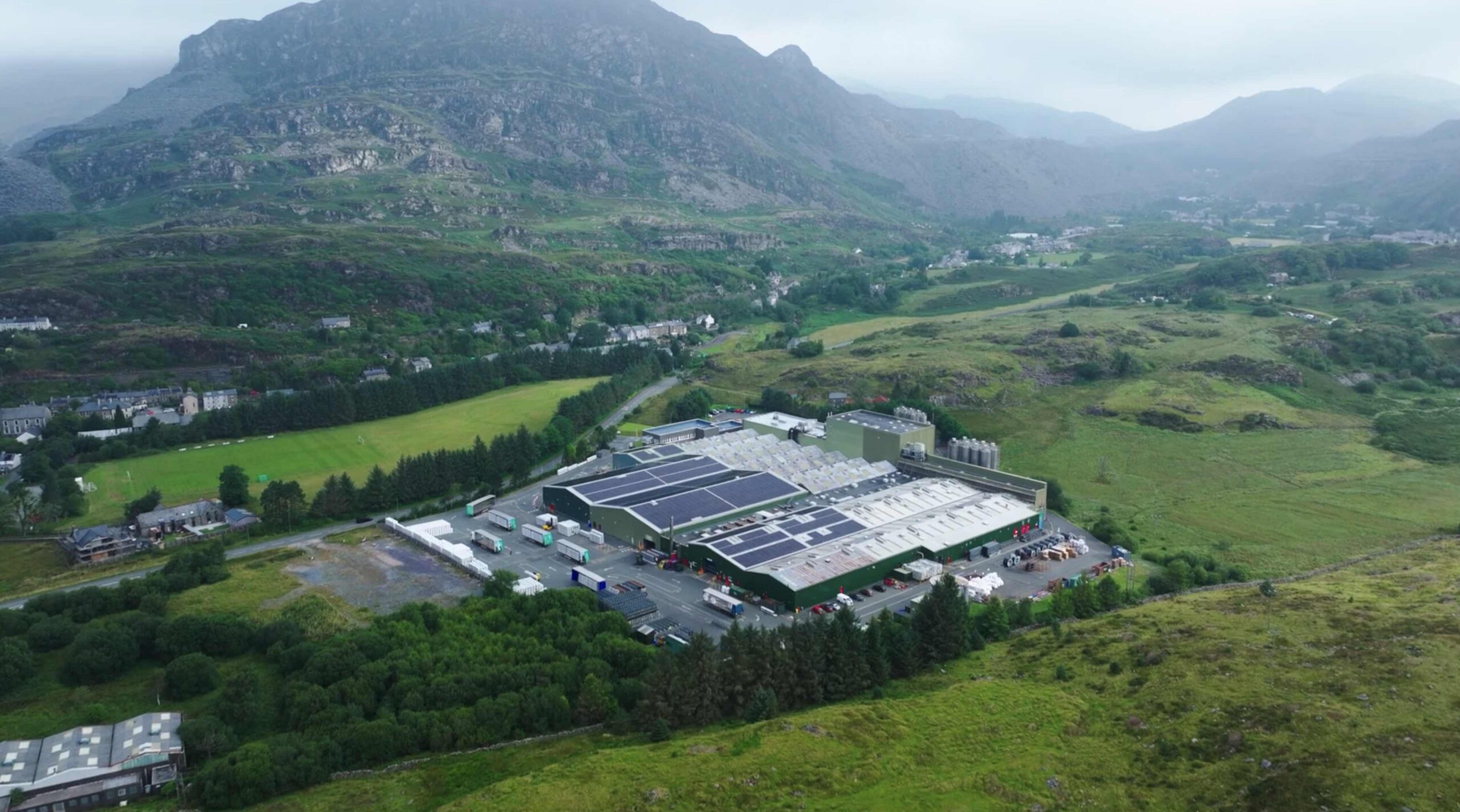 Drone shot of REHAU Blaenau plant